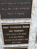 
Adell Constance BANKS (nee ROBINSON)
b: 1953
d: 2018

Memorial garden Brookfield Anglican Church of the Good Shepherd

