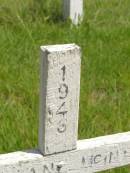 
Mary COUNTER;
Brenda Jane MCINTOSH,
died 1946 aged 9 days;
Brooweena St Marys Anglican cemetery, Woocoo Shire
