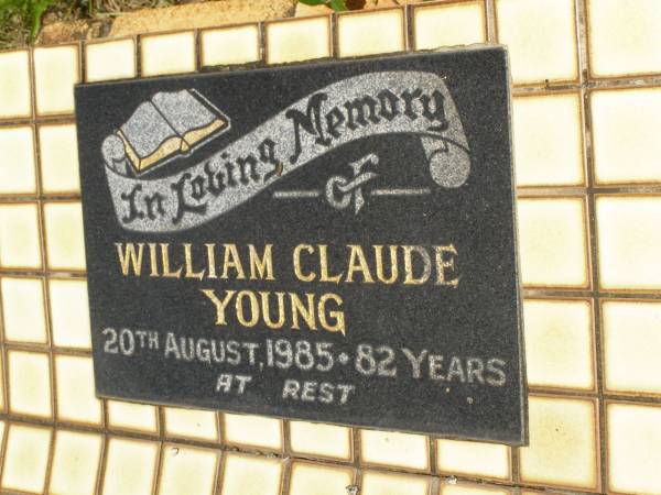 William Claude YOUNG,  | died 20 Aug 1985 aged 82 years;  | Brooweena St Mary's Anglican cemetery, Woocoo Shire  | 