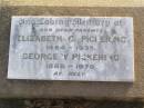 parents; Elizabeth C. PICKERING, 1884 - 1935; George V. PICKERING, 1888 - 1970; Caffey Cemetery, Gatton Shire 