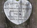Douglas E. TEIS, son brother, died 3 Feb 1957 aged 5 months; Caffey Cemetery, Gatton Shire 