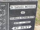 Oswald HERBERICH, 1876 - 1960; Caffey Cemetery, Gatton Shire 