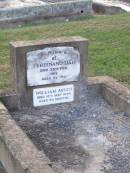 
Ferdinand DAU,
died 25 Feb 1919 aged 38 years;
William ARNDT,
died 16 May 1944 aged 9 12 months;
Caffey Cemetery, Gatton Shire
