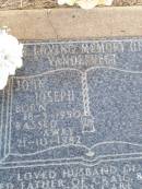 John Joseph VANDERVEGT, born 18-3-1950, died 21-10-1982, husband of ??, father of Craig ??; Caffey Cemetery, Gatton Shire 