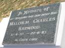 Malcolm Charles HARWOOD, husband dad, 17-4-35 - 27-6-83; Canungra Cemetery, Beaudesert Shire 