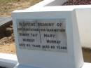 
Robert Tait MURRAY, father,
aged 85 years;
Mary MURRAY, mother,
aged 83 years;
Canungra Cemetery, Beaudesert Shire
