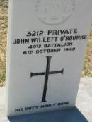 John Willett O'ROURKE, 6 Oct 1940; Canungra Cemetery, Beaudesert Shire 