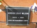 Gordon Louis WILSON, 1924 - 1991; Canungra Cemetery, Beaudesert Shire 