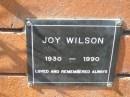 
Joy WILSON,
1930 - 1990;
Canungra Cemetery, Beaudesert Shire
