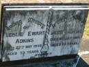 
Leslie Ewart ADKINS,
died 27 May 1978 aged 73 years;
Jessie ADKINS,
died 8 July 1965 aged 63 years;
Canungra Cemetery, Beaudesert Shire
