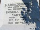 Honora Elsie SMITH, mother grandmother, died 5 Oct 1986 aged 80 years; Canungra Cemetery, Beaudesert Shire 