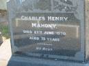 
Charles Henry MAHONY,
died 27 June 1970 aged 73 years;
Canungra Cemetery, Beaudesert Shire
