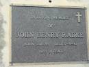 John Henry RADKE, born 3-11-28 died 27-4-96; Canungra Cemetery, Beaudesert Shire 