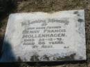 
Henry Francis MOLLENHAGEN, father,
died 25-12-72 aged 66 years;
Canungra Cemetery, Beaudesert Shire
