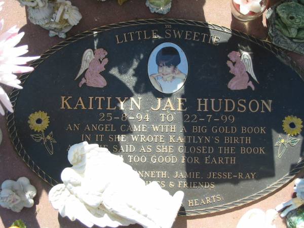 Kaitlyn Jae HUDSON,  | 25-8-94 - 22-7-99,  | ??nneth, Jamie, Jesse-Ray;  | Canungra Cemetery, Beaudesert Shire  | 