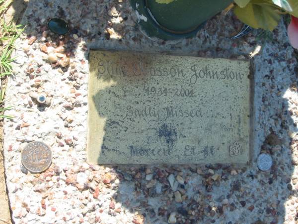 Slim Rosson Johnston,  | 1934-2002,  | missed by Moreen;  | Canungra Cemetery, Beaudesert Shire  | 