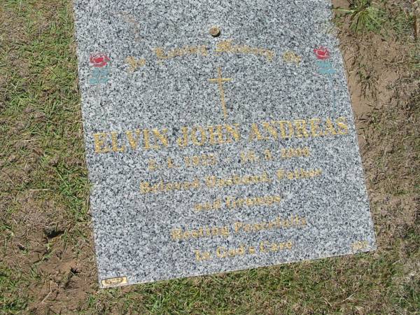 Elvin John ANDREAS,  | 2-1-1925 - 16-3-2000,  | husband father gramps;  | Canungra Cemetery, Beaudesert Shire  | 