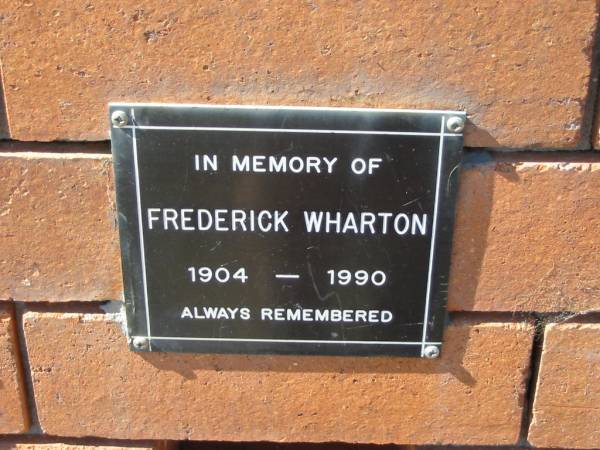 Frederick WHARTON,  | 1904 - 1990;  | Canungra Cemetery, Beaudesert Shire  | 