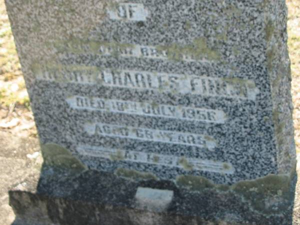 Henry? Charles FINCH,  | brother?,  | died 18 July 1956 aged 68 years;  | Canungra Cemetery, Beaudesert Shire  | 