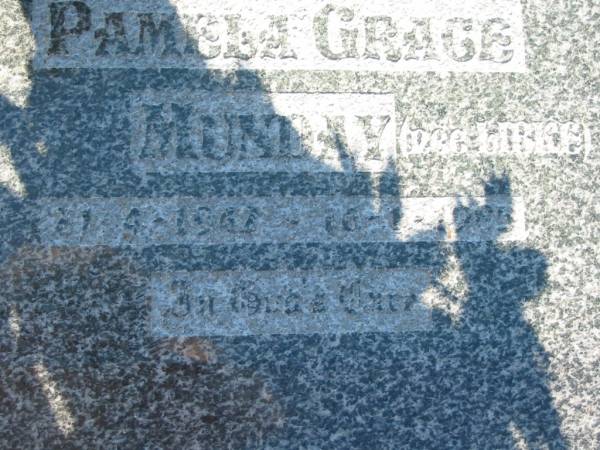 Pamela Grace MUNDAY (nee LIBKE),  | wife mother,  | 21-4-1947 - 16-1-1985;  | Canungra Cemetery, Beaudesert Shire  | 