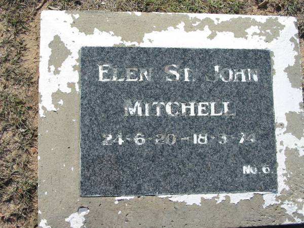 Elen St John MITCHELL,  | 24-6-20 - 18-3-74;  | Canungra Cemetery, Beaudesert Shire  | 