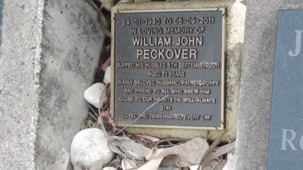 John PECKOVER  | b: 1 Jan 1910  | d: 1 Aug 2007  |   | William John PECKOVER  | b: 24 Jan 1940  | d: 5 Sep 2011  |   | Mary Ellen PECKOVER (nee POCOCK)  | b: 3 Jun 1917  | d: 13 Feb 1988  |   | Cawarral Cemetery  |   | 