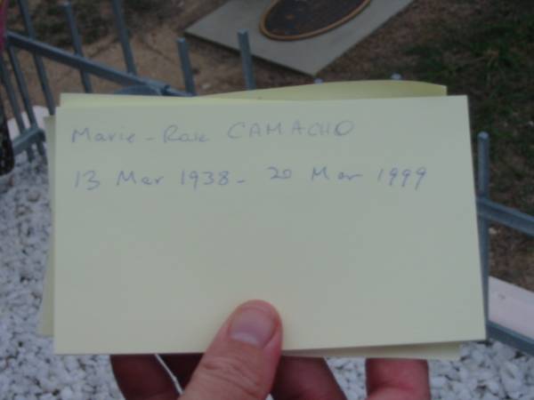 Marie-Rose CAMACHO, 13 March 1938 - 20 March 1999 ;  | Chambers Flat Cemetery, Beaudesert  | 