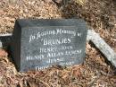 
"Brunjes"
Henry John
Henry Allan Ernest
Jessie
Thomas Henry

Chapel Hill Uniting (formerly Methodist) Cemetery - Brisbane 

