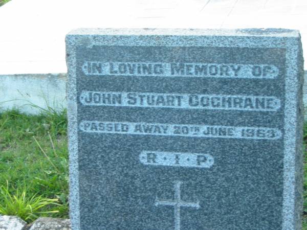 John Stuart COCHRANE,  | died 20 June 1963,  | Beaudesert Shire Engineer 1923-1963;  | Sacred Heart Catholic Church, Christmas Creek, Beaudesert Shire  | 