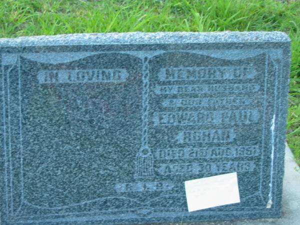 Edward Paul ROHAN, husband father,  | died 21 Aug 1951 aged 30 years;  | Sacred Heart Catholic Church, Christmas Creek, Beaudesert Shire  | 