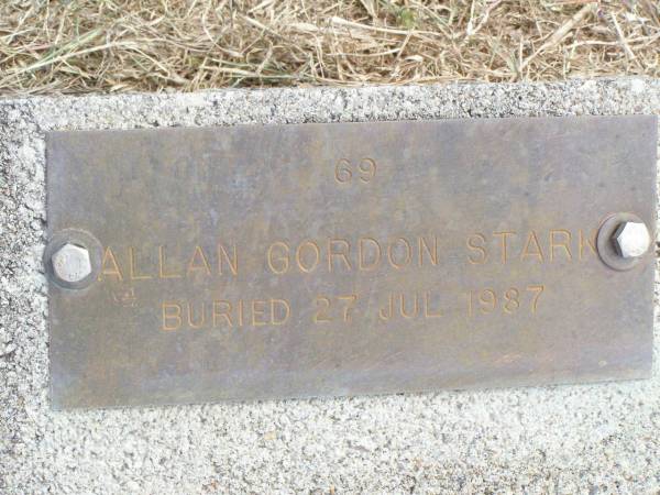 Allan Gordon STARK,  | buried 27 Jul 1987;  | Coleyville Cemetery, Boonah Shire  | 