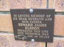 Edward James ELSDON, husband father, died 10 Dec 1962 aged 46 years; Coochiemudlo Island Pine Ridge Chapel collumbarium, Redland Shire 