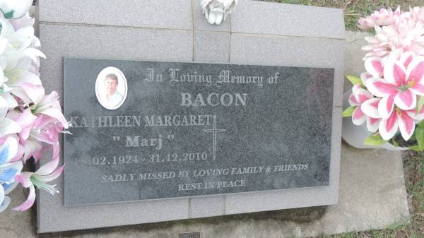 Kathleen Margaret BACON (Marj)  | b: 18 Feb 1924  | d: 21 Dec 2010  |   | Cooloola Coast Cemetery  |   | 