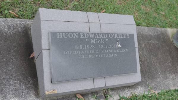 Huon Edward O'RILEY (Mick)  | b: 8 Sep 1928  | d: 18 Jan 2010  | father of Shane and Glenn  |   | Cooloola Coast Cemetery  |   | 