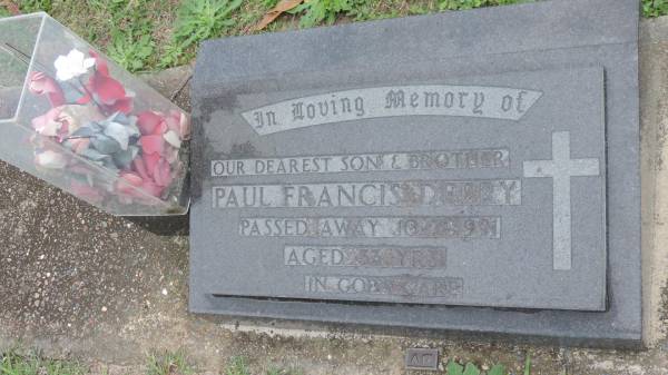 Paul Francis DEERY  | d: 10 Jul 1991 aged 33  |   | Cooloola Coast Cemetery  |   | 