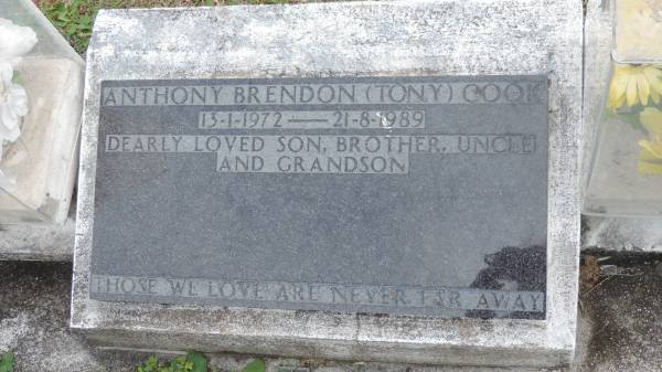 Anthony Brendon (Tony) COOK  | b: 13 Jan 1972  | d: 21 Aug 1989  |   | Cooloola Coast Cemetery  |   | 