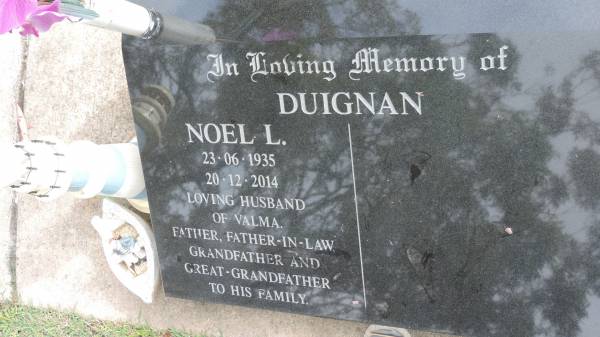 Noel L DUIGNAN  | b: 23 Jun 1935  | d: 20 Dec 2014  | husband of Valma  |   | Cooloola Coast Cemetery  |   | 