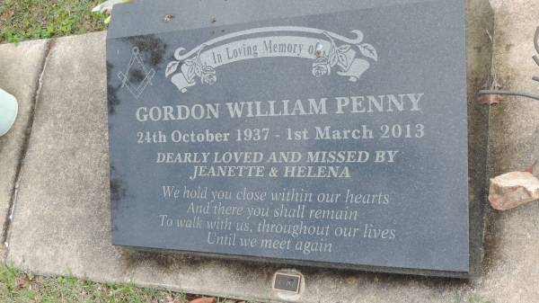Gordon William PENNY  | b: 24 Oct 1937  | d: 1 Mar 2013  | missed by Jeanette, Helena  |   | Cooloola Coast Cemetery  |   | 
