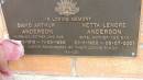 
David Arthur ANDERSON
b: 21 Oct 1919
d: 11 Mar 1998

Netta Lenore ANDERSON
b: 21 Nov 1922
d: 5 Jul 2001

Cooloola Coast Cemetery

