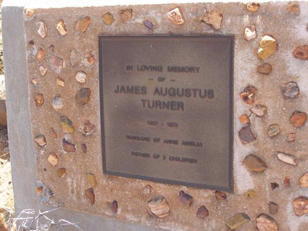 James Augustus TURNER  | b: 1827, d: 1878  | (husband of Anne Amelia (TURNER), father of 5 children)  |   | Cossack (European and Japanese cemetery), WA  | 