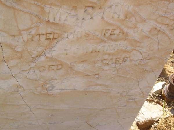 William James MARTIN  | d  5 Aug 1895 aged 37 at Towranna  | Cossack (European and Japanese cemetery), WA  | 