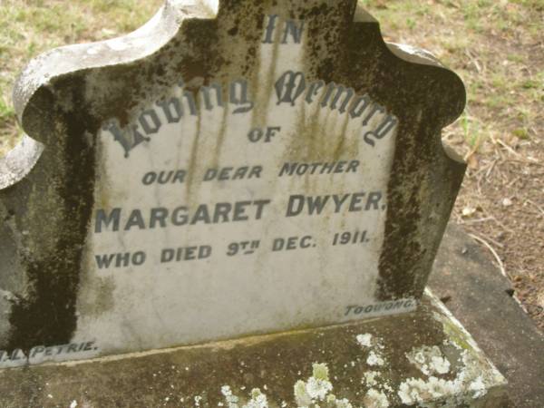 Margaret DWYER,  | mother,  | died 9 Dec 1911;  | Coulson General Cemetery, Scenic Rim Region  | 