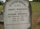 Agnes MAWDSLEY, wife of Richard MAWDSLEY, died 27 June 1891 aged 67 years; Coulson General Cemetery, Scenic Rim Region 