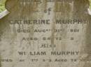 Catherine MURPHY, died 31 Aug 1901 aged 64 years; William MURPHY, died 27 May 1903 aged 73 years; Coulson General Cemetery, Scenic Rim Region 