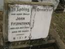 
John FITZPATRICK,
uncle,
died 19 July 1934 aged 69 years;
Coulson General Cemetery, Scenic Rim Region
