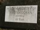 Martha DOMAN, 1830 - 1904; Coulson General Cemetery, Scenic Rim Region 