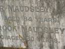 John Booker MAUDSLEY, died 9 July 1939 aged 84 years; Elizabeth Tilbrook MAUDSLEY, died 30 May 1930 aged 60 years; parents; Coulson General Cemetery, Scenic Rim Region 