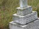 
J.H. Hermann LIEKEFETT,
husband father,
born 20 Feb 1869,
died 30 April 1915;
Helene A.F. LIEKEFETT,
mother,
died 25 Aug 1945;
Coulson General Cemetery, Scenic Rim Region
