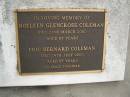 
Noeleen Glencross COLEMAN,
died 22 March 2000 aged 83 years;
Eric Bernard COLEMAN,
died 28 July 2000 aged 87 years;
Cressbrook Homestead, Somerset Region
