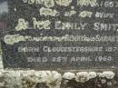 Ernest Club SMITH, son of George and Jane SMITH, born 17 Jan 1891, died 11 Nov 1957; Alice Emily SMITH, wife, daughter of Henry and Sarah WINDOW, born Gloucestershire 1876, died 25 April 1960; Cressbrook Homestead, Somerset Region 